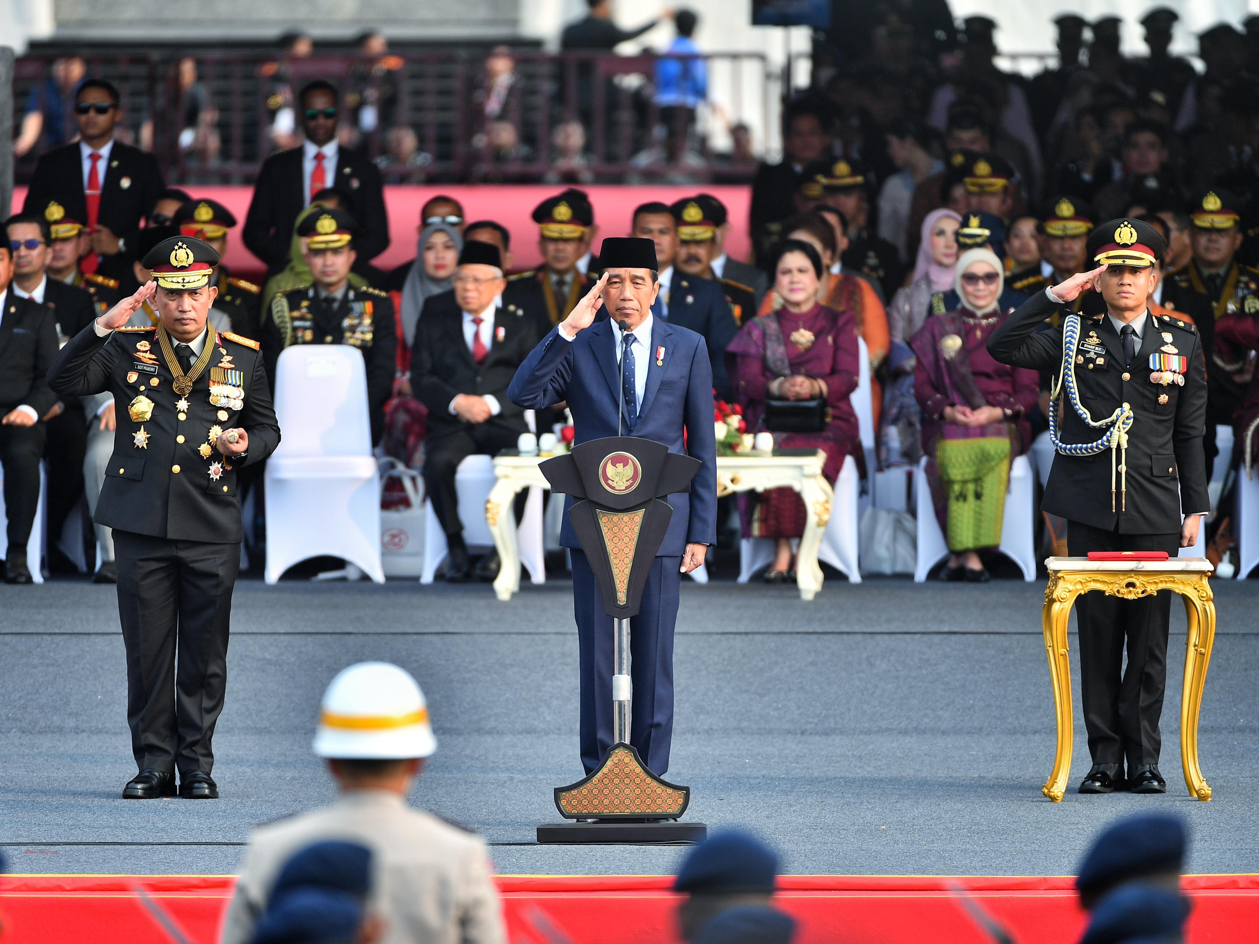 President Jokowi leads the 78th Bhayangkara Day commemoration ceremony at Monas